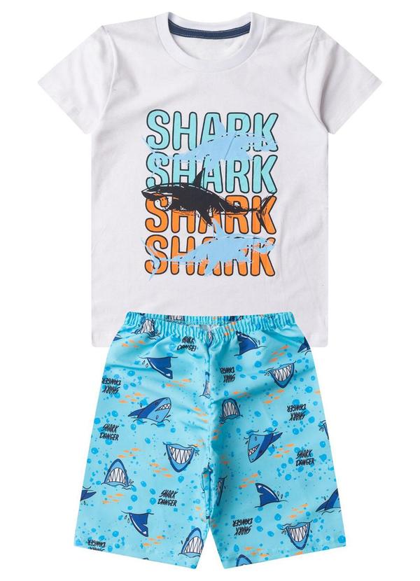 Vista 2 Conjunto Infantil Menino Curto Estampado Branco Select Select