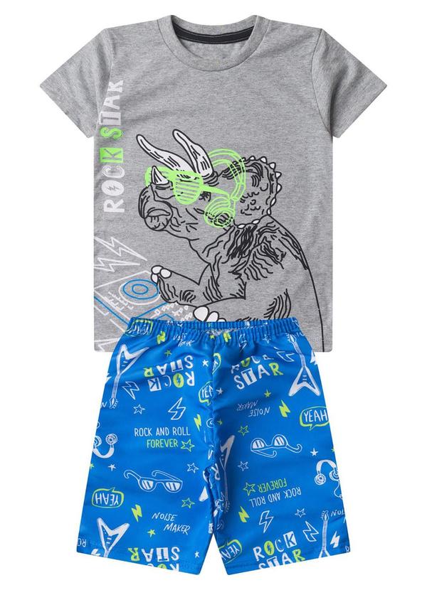 Vista 2 Conjunto Infantil Menino Curto Estampado Cinza Select Select