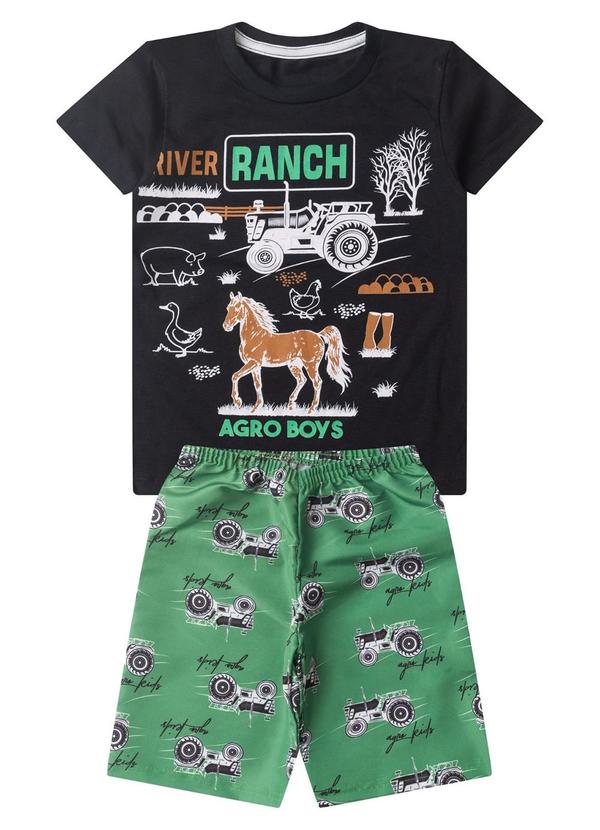Vista 2 Conjunto Infantil Menino Curto Estampado Preto Select Select