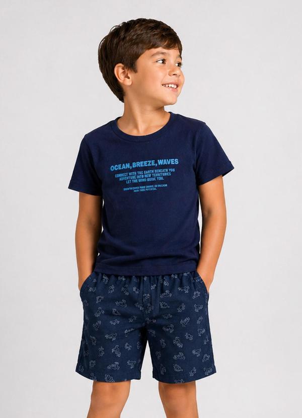 Conjunto Infantil Menino Curto Meia Malha Azul