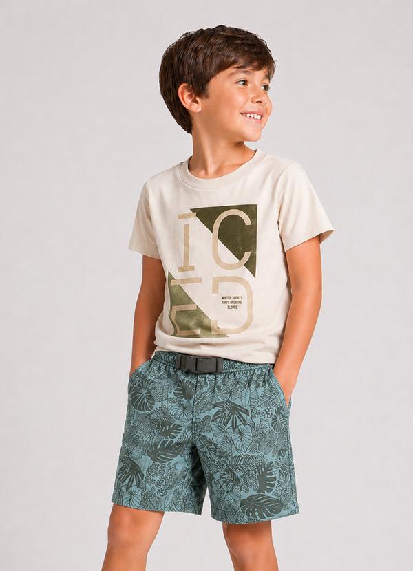 Conjunto Infantil Menino Curto Meia Malha Bege