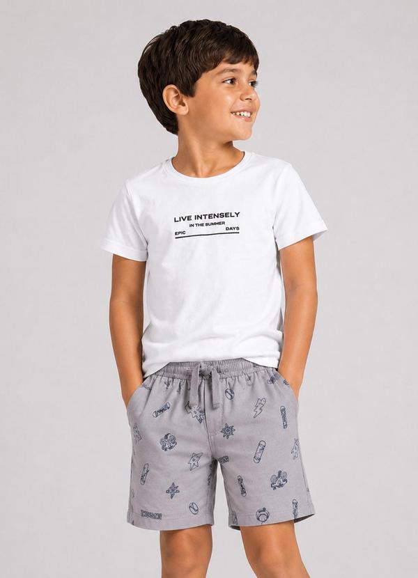 Conjunto Infantil Menino Curto Meia Malha Branco