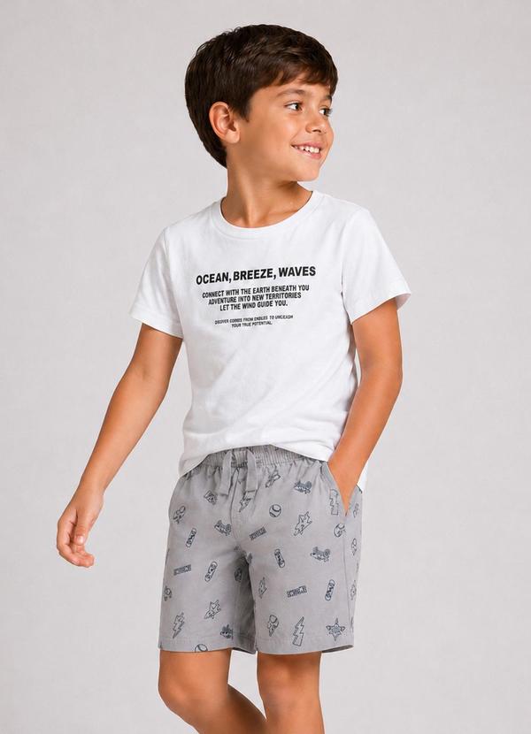 Conjunto Infantil Menino Curto Meia Malha Branco