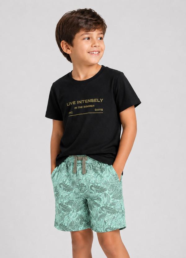 Conjunto Infantil Menino Curto Meia Malha Preto