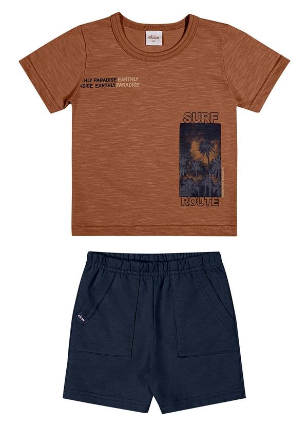 Vista 2 Conjunto Infantil Menino Curto Surf Marrom Elian Elian