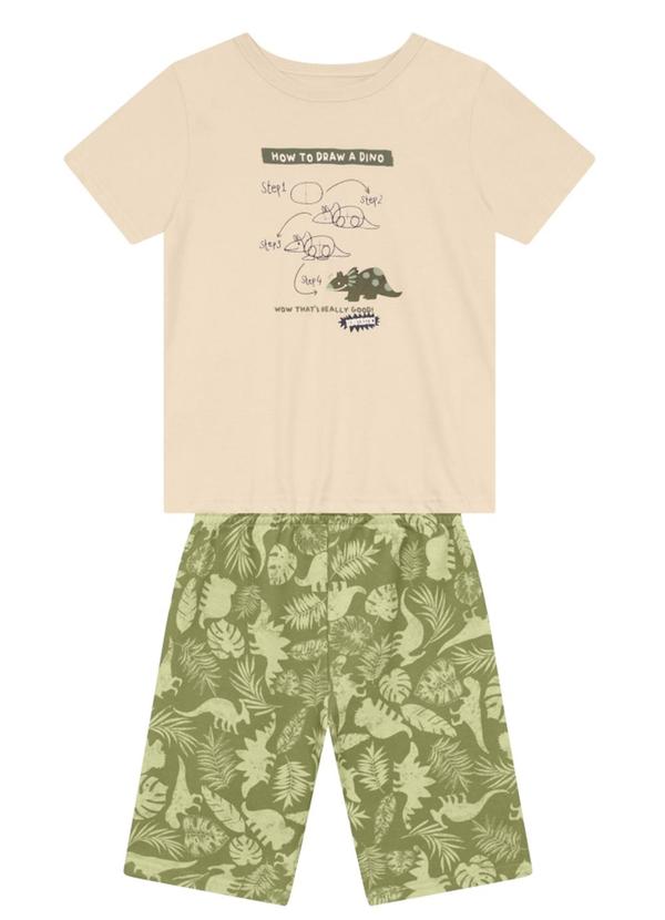 Vista 2 Conjunto Infantil Menino de Dinossauros Natural Brandili Brandili