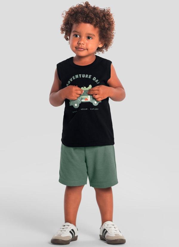 Vista 2 Conjunto Infantil Menino de Leãozinho Preto Brandili Brandili