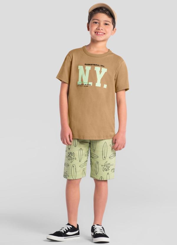 Vista 2 Conjunto Infantil Menino de Surf Marrom Brandili Brandili