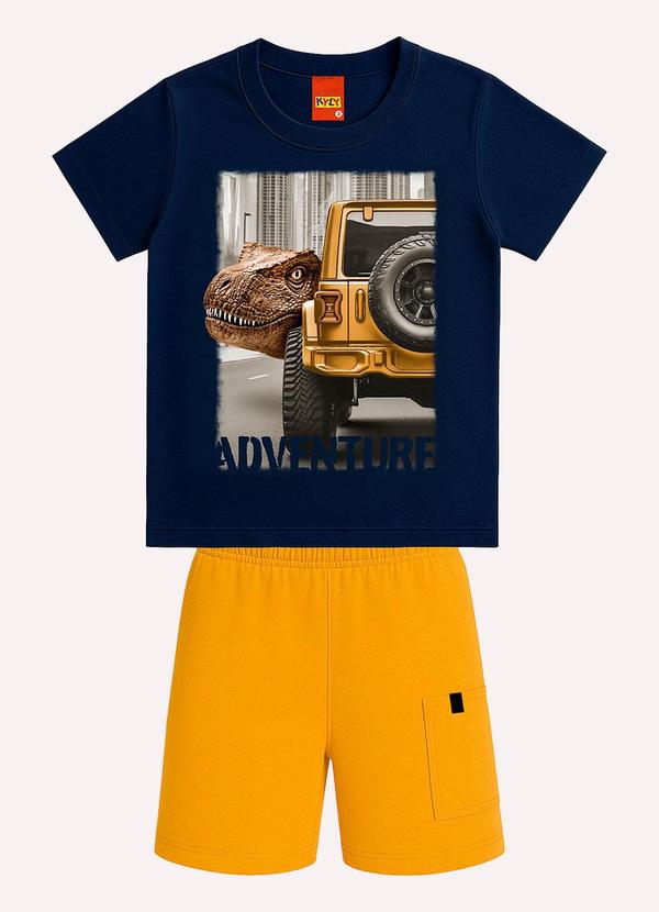 Conjunto Infantil Menino Dinossauro Azul Marinho