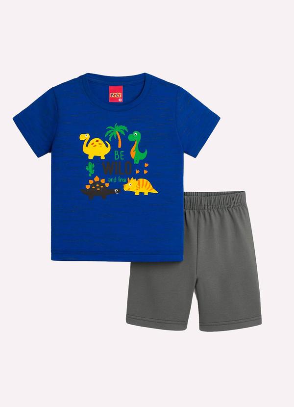 Vista 2 Conjunto Infantil Menino Dinossauro Azul Kyly Kyly