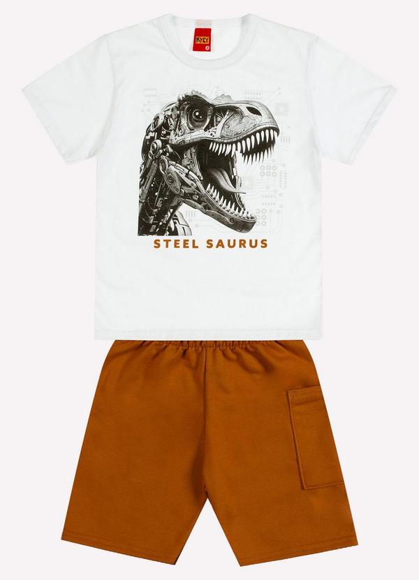 Conjunto Infantil Menino Dinossauro Branco