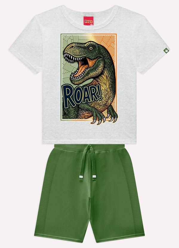 Conjunto Infantil Menino Dinossauro Cinza