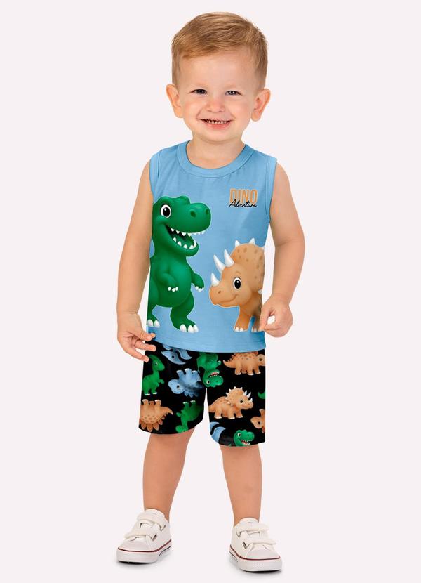 Conjunto Infantil Menino Dinossauros Azul