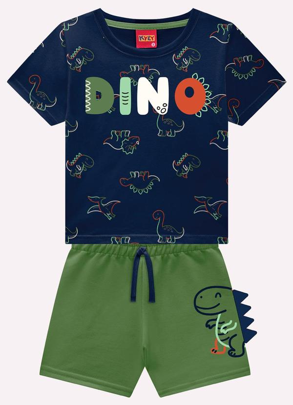 Conjunto Infantil Menino Dinossauros Azul