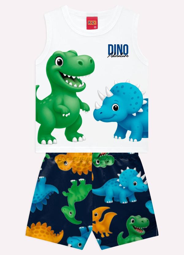 Conjunto Infantil Menino Dinossauros Branco