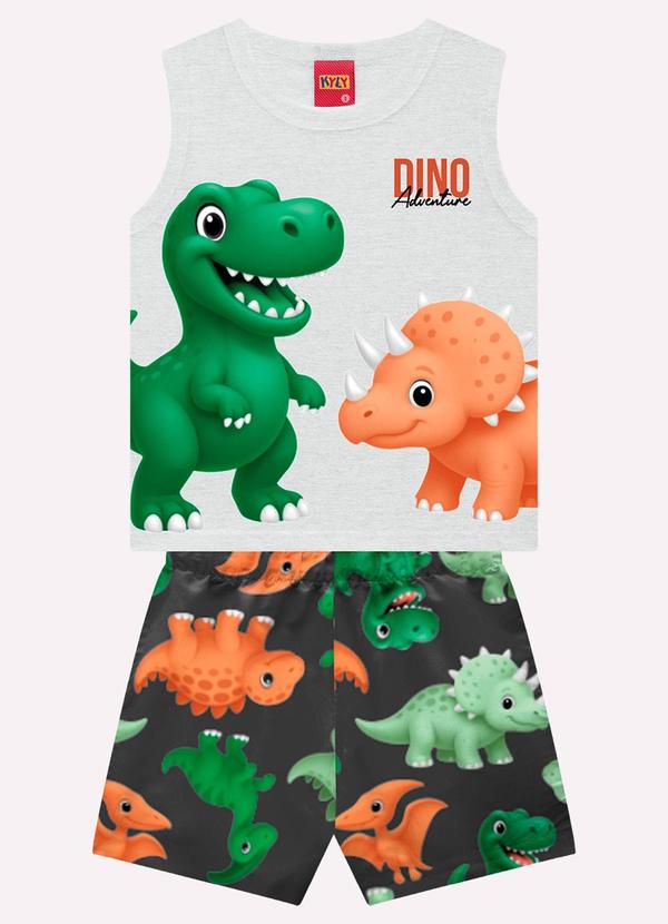 Conjunto Infantil Menino Dinossauros Cinza