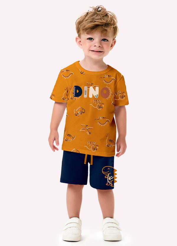 Conjunto Infantil Menino Dinossauros Marrom