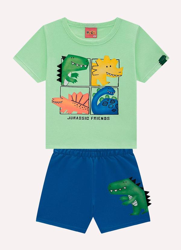 Vista 2 Conjunto Infantil Menino Dinossauros Verde Kyly Kyly