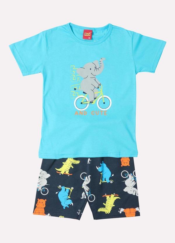 Vista 2 Conjunto Infantil Menino Elefante Azul Kyly Kyly