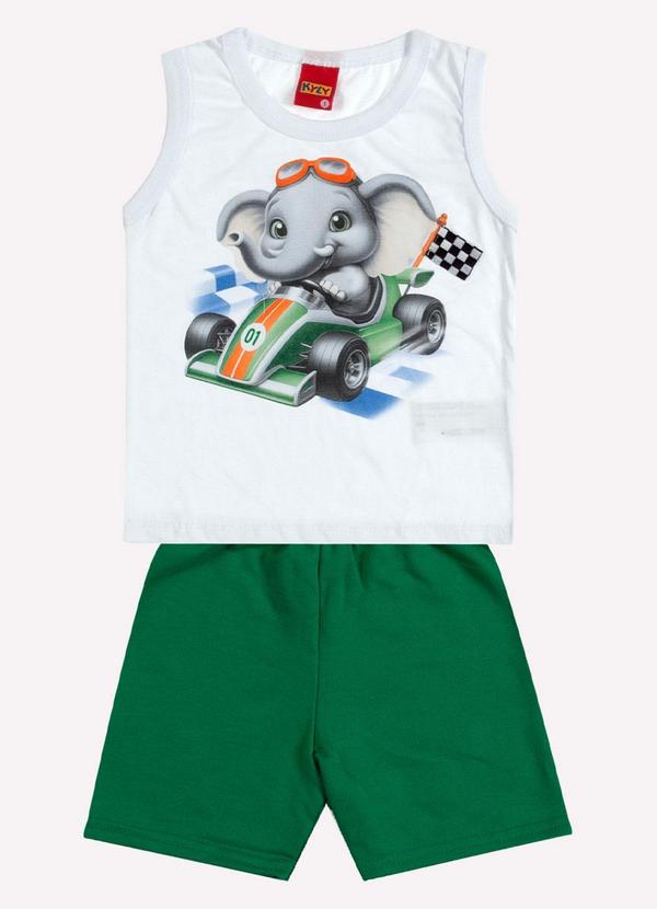 Vista 2 Conjunto Infantil Menino Elefante Branco Kyly Kyly