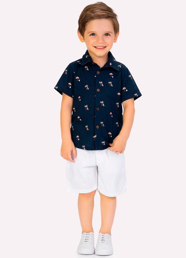 Vista 2 Conjunto Infantil Menino em Algodão Azul Marinho Kyly Kyly