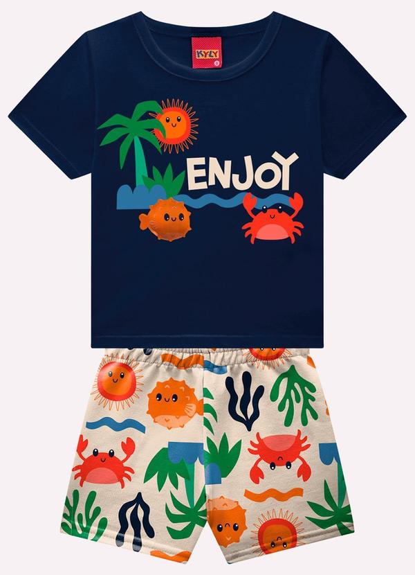 Conjunto Infantil Menino em Algodão Azul