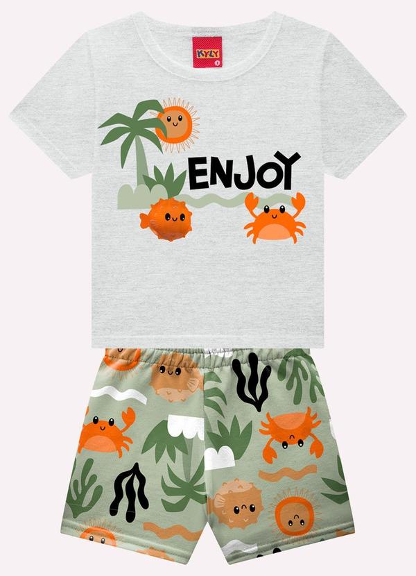 Conjunto Infantil Menino em Algodão Cinza