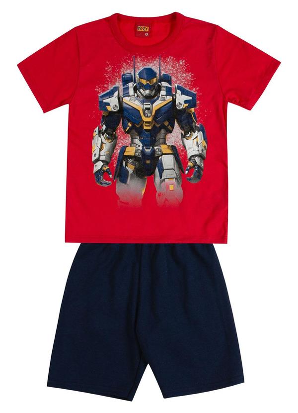 Vista 2 Conjunto Infantil Menino em Algodão Vermelho Kyly Kyly