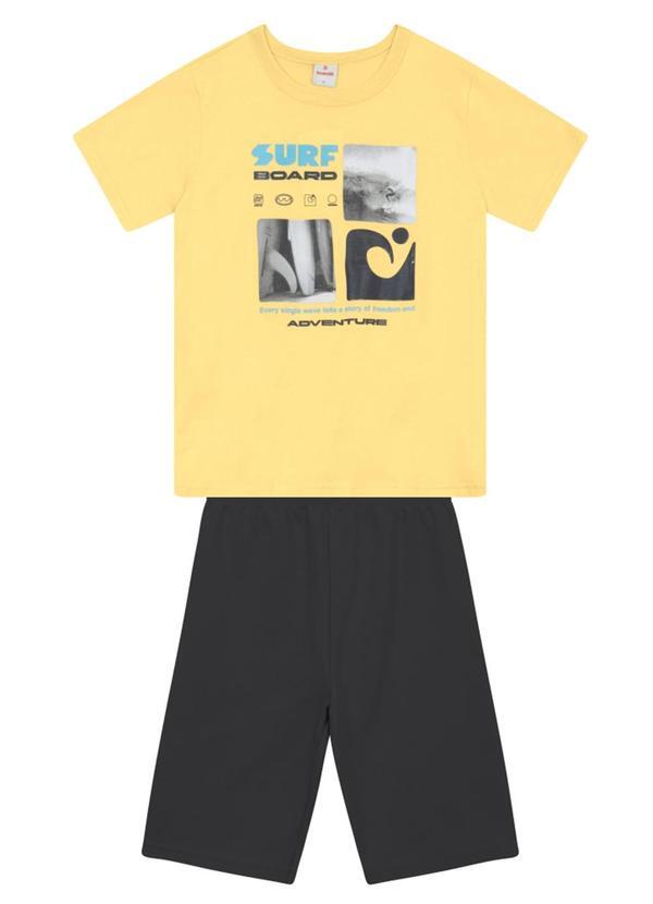 Conjunto Infantil Menino em Meia Malha Amarelo