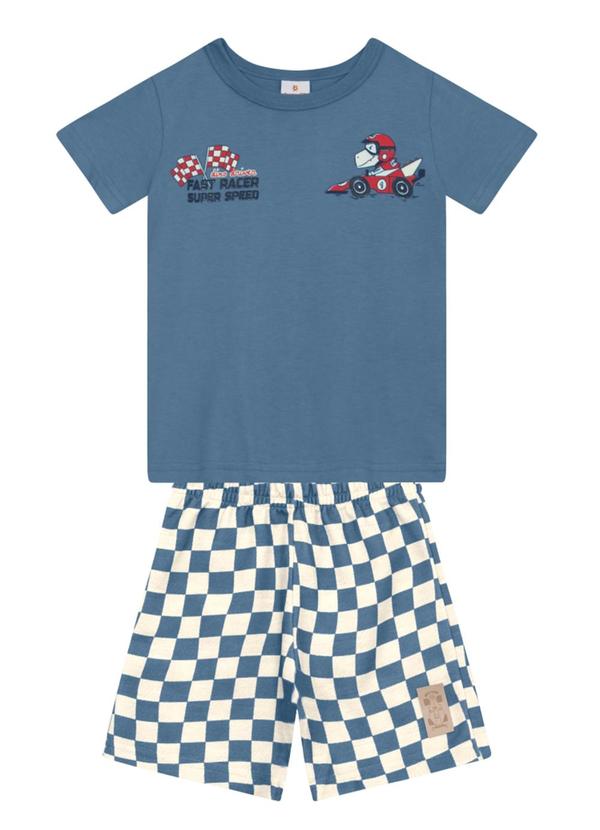 Conjunto Infantil Menino em Meia Malha Azul