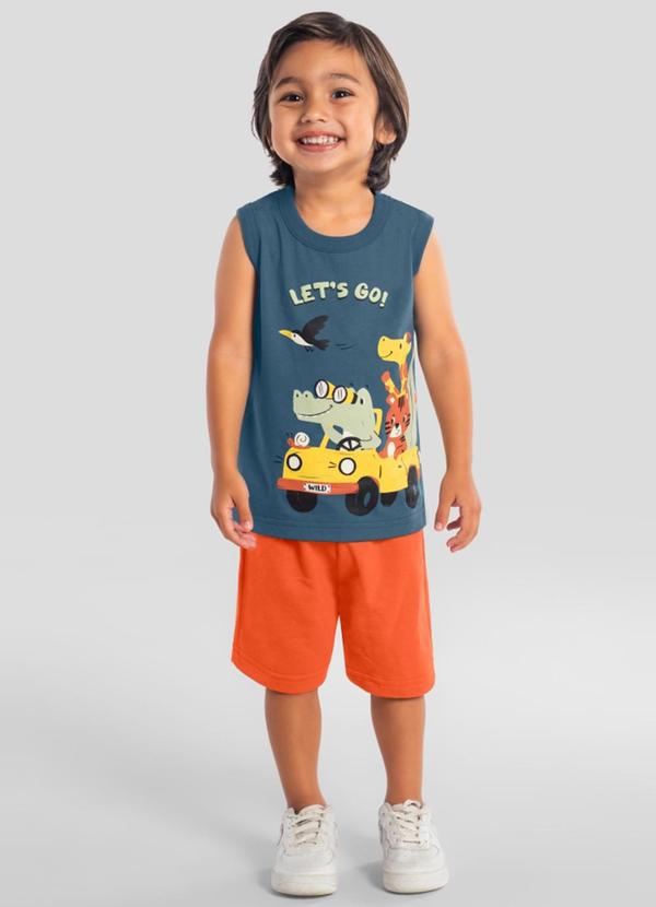 Conjunto Infantil Menino em Meia Malha Azul