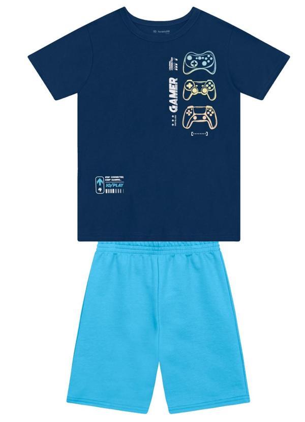 Conjunto Infantil Menino em Meia Malha Azul