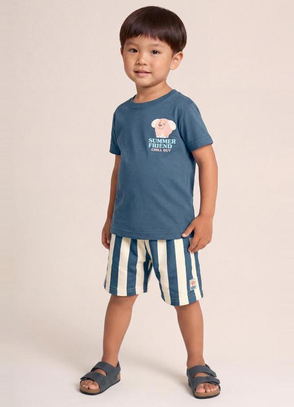 Conjunto Infantil Menino em Meia Malha Azul