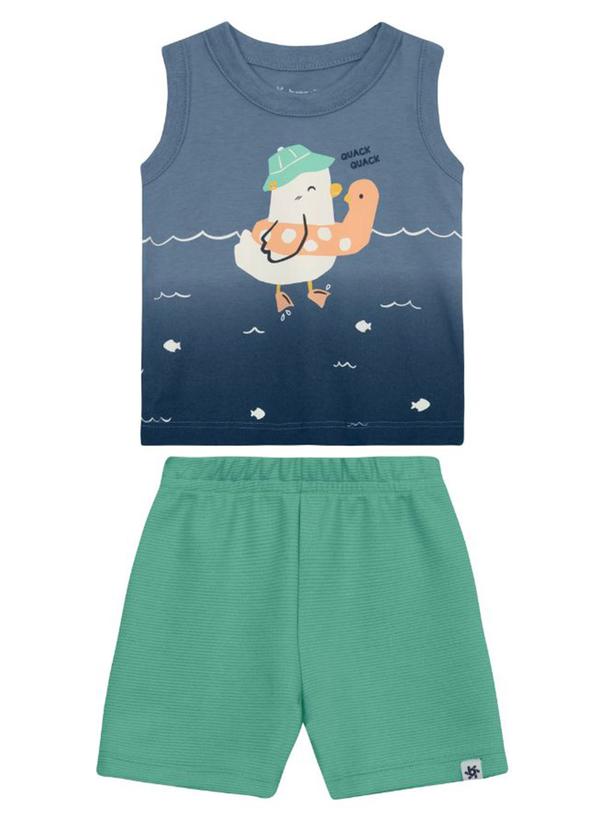 Conjunto Infantil Menino em Meia Malha Azul