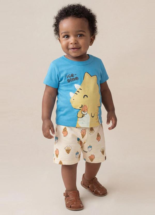 Conjunto Infantil Menino em Meia Malha Azul