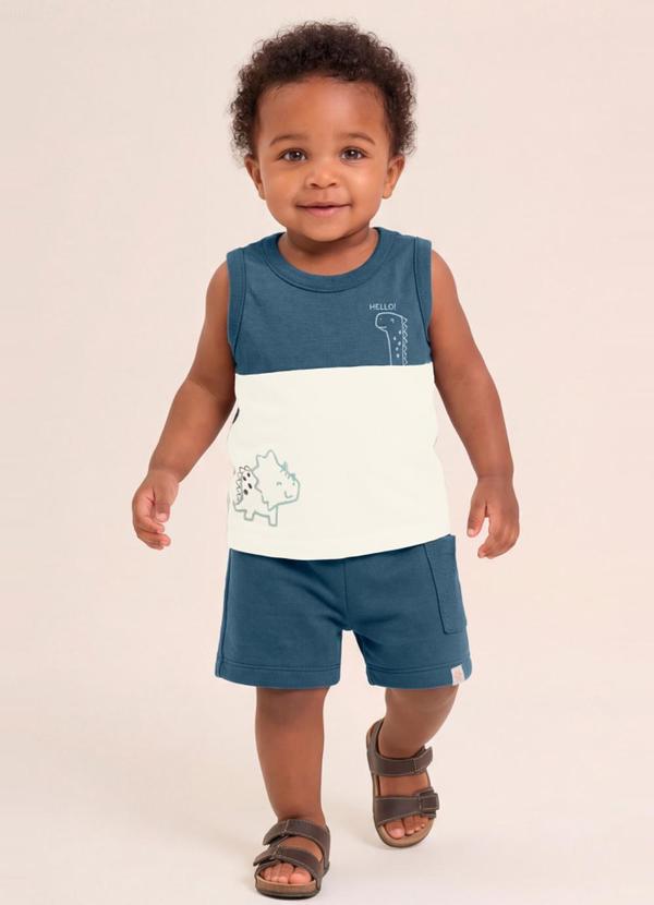 Conjunto Infantil Menino em Meia Malha Azul