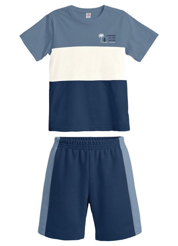 Conjunto Infantil Menino em Meia Malha Azul