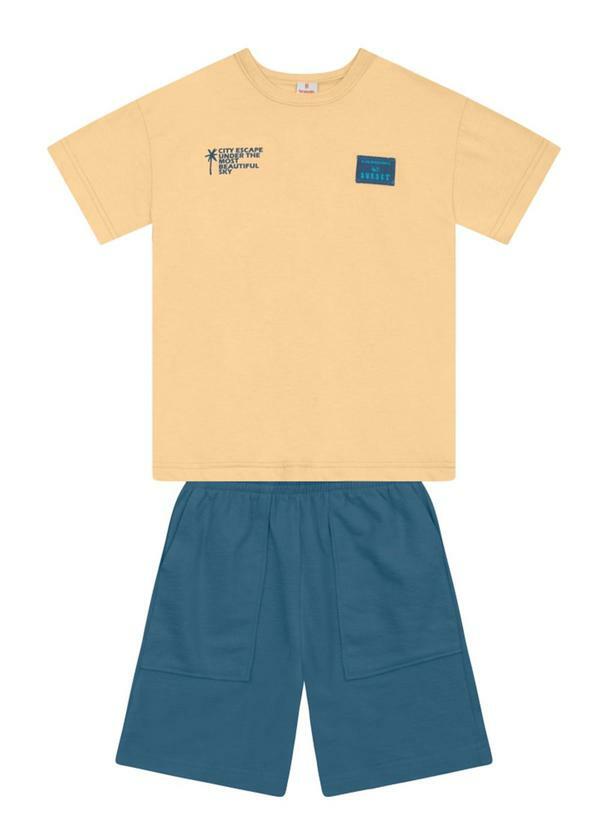 Conjunto Infantil Menino em Meia Malha Bege