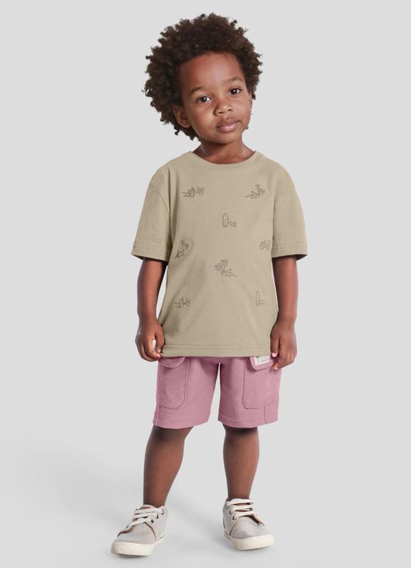 Conjunto Infantil Menino em Meia Malha Bege