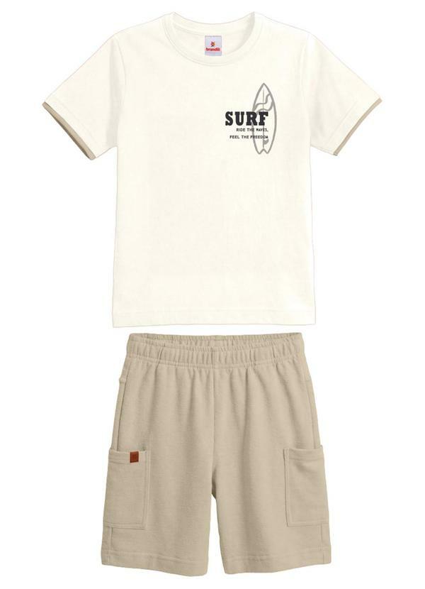 Conjunto Infantil Menino em Meia Malha Bege