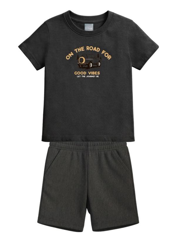 Conjunto Infantil Menino em Meia Malha Cinza