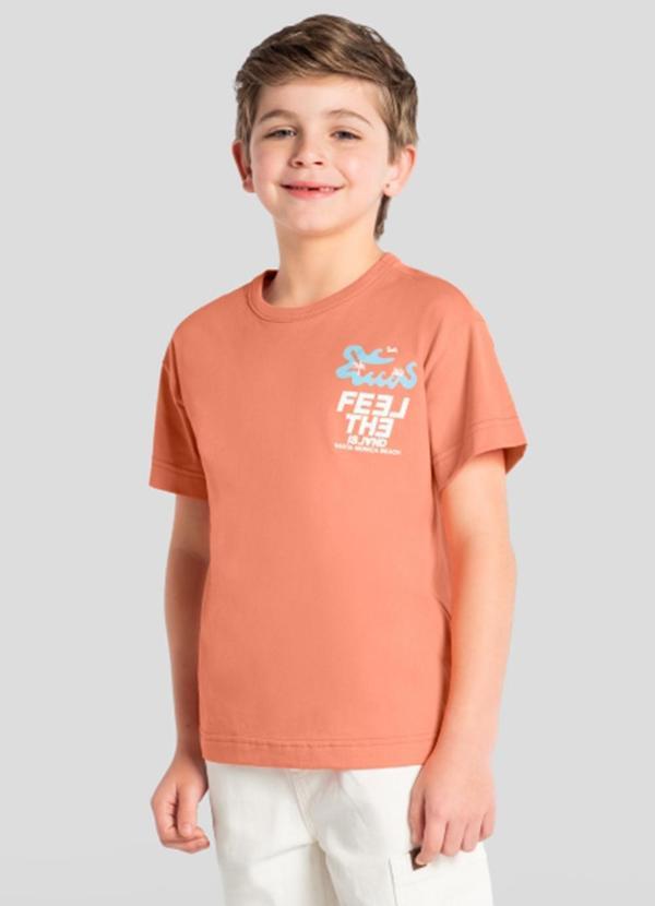 Camiseta Infantil Menino em Meia Malha Laranja