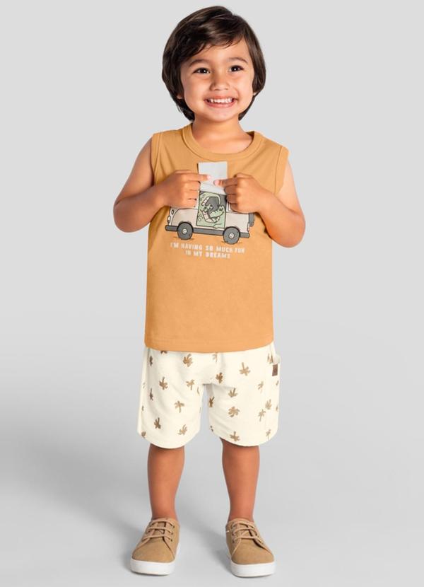 Conjunto Infantil Menino em Meia Malha Laranja