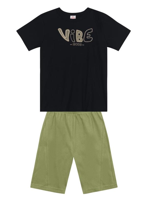 Conjunto Infantil Menino em Meia Malha Preto