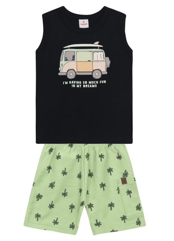 Conjunto Infantil Menino em Meia Malha Preto