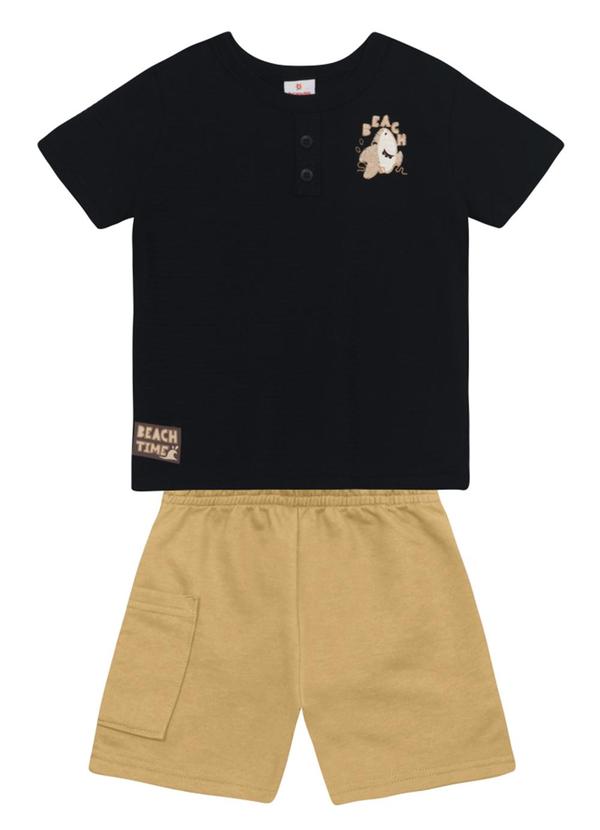 Conjunto Infantil Menino em Meia Malha Preto