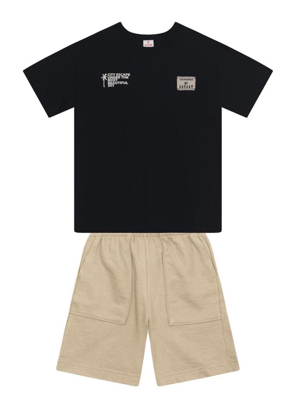 Conjunto Infantil Menino em Meia Malha Preto
