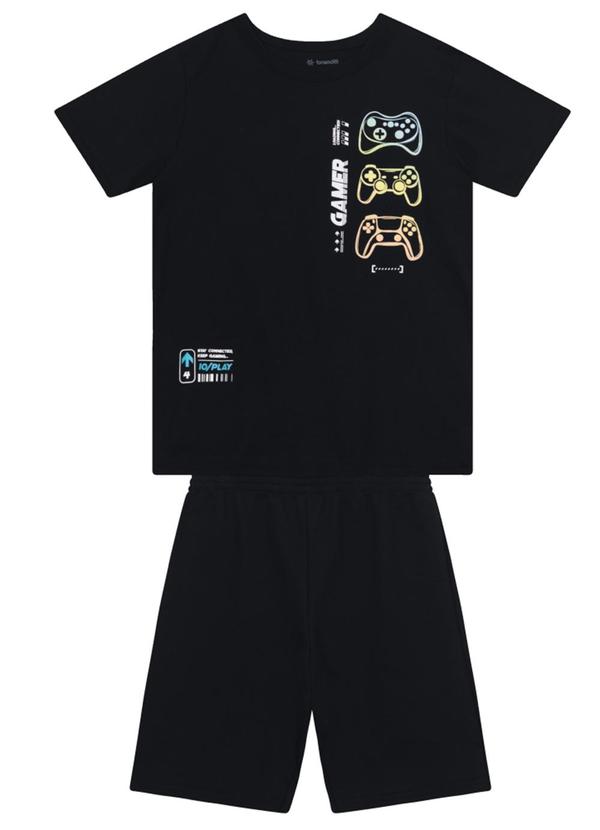 Conjunto Infantil Menino em Meia Malha Preto