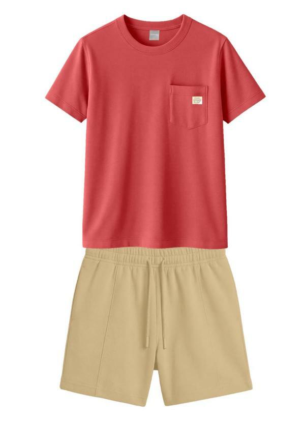 Conjunto Infantil Menino em Meia Malha Rosa