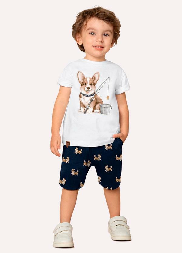 Conjunto Infantil Menino Embossing Branco